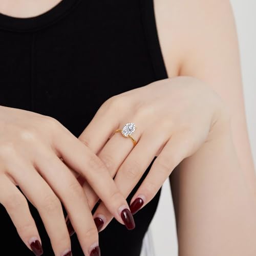 3.5CT 18K White/Gold Plated Lab Grown Diamond Oval Cut Ring, D Color VVS1 Clarity Simulated Rings for Women, Eternity Promise Ring for Wedding Engagement Anniversary2