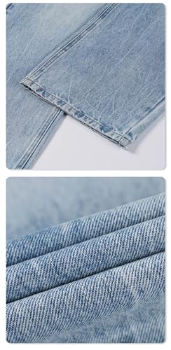 Men's American Light-Colored Ripped Jeans Loose Casual Retro Straight Tapered Jeans4