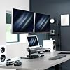 VIVO Freestanding Dual Computer Monitor and Laptop Combo Desk Stand with Glass Base, Fits up to 32 inch Monitors and 17 inch Laptops, Black, STAND-V003FGL #1