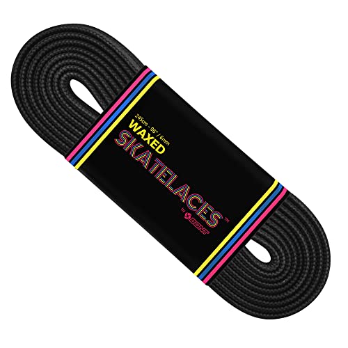 Bont Skates Waxed Laces - 6Mm & 8Mm - 47" 71" 79" 96" 108" - Midnight Black (6Mm Wide / 96 Inch / 245Cm) #TOP2