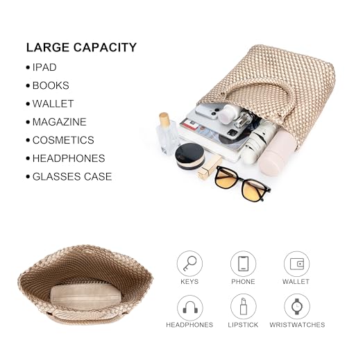 Bolso tote trenzado vegano para mujer miniatura 6