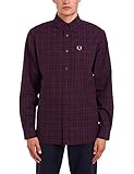 Normale Passform Fred Perry Men\'s Winter Tartan Shirt Regular Fit Burgundy in Size Large
