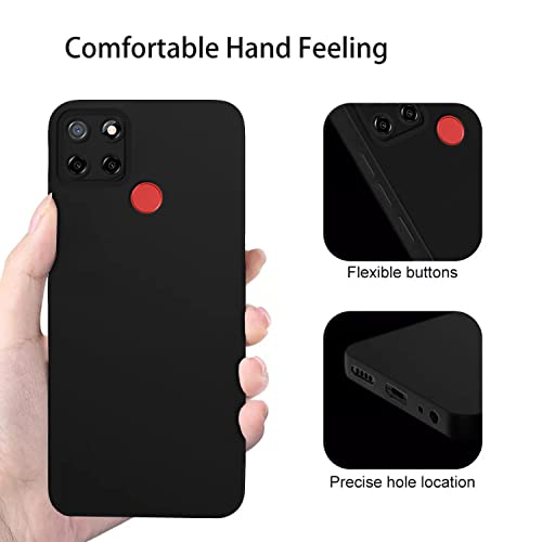 Image of Pikkme Back Cover for Realme Narzo 30A /Realme Narzo 20 /Realme C25s / Realme C25 / C12 | Slim Soft Matte Silicone Cover with Camera Protection & Shockproof Bumper Case (Black)