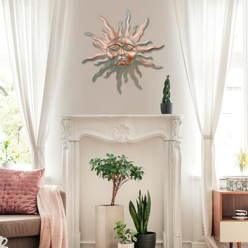 VEWOGARDEN Metal Sun Wall Decor 30" Large Outdoor Hanging Wall Art for Patio Farmhouse Garden Living Room Bedroom Decorations, Green by VEWOGARDEN - Image 6