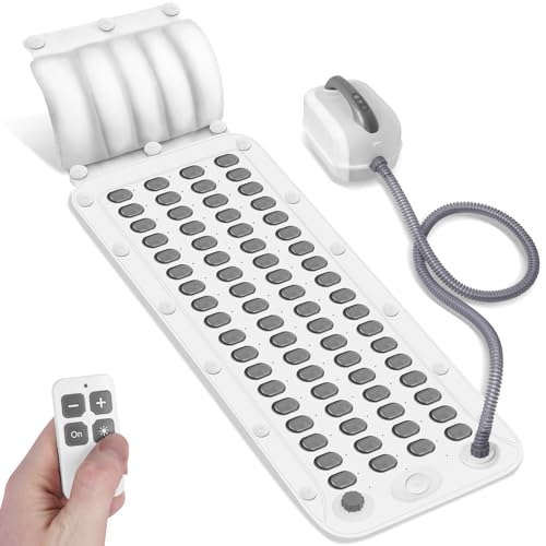 Crossing King Bubble Bath Mat Tub Spa Massager - Spa Mat for Smooth Bathtub Non-Slip Suction Cups Upgraded Noise-Reducing Machine 6-Speed Bubbles Pillow and Remote for Relaxation 45*17in (Gray)