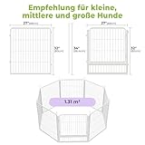 SunsGrove 8-teilig Welpenauslauf 80cm Hoch, Rutschfester Hundestall für drinnen mit 1 Türen, Anti-Rost Hundezaun, Automatische Verriegelung, Weiß