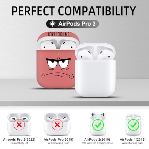 Image of for Airpods Case,Don't Touch Me Cool Cover with Lanyard Big Eyes Cute Cartoon for Airpods 2nd Generation Case,Soft Shockproof Cover for Women Men-Watermelon Red