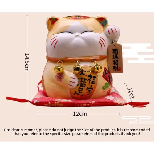 Mascotte en céramique en forme de chat marron clair 14,5 cm pour statuette déco
