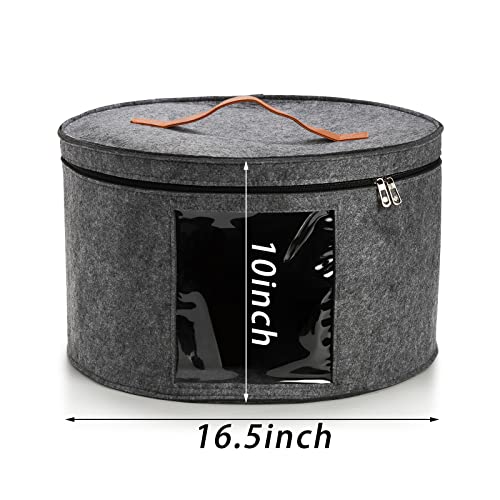 Soujoy 2 Pack Hat Storage Box With Lid, 16.5 X 10 Foldable Felt Hat Box, Travel Case Clothes Storage Bin, Round Hat Organizer For Men Women Stuffed Animal Toy Clothes #TOP1