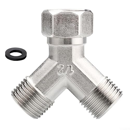 Schlauchverteiler, 1 Stück Kupfer Geschirrspüler Waschmaschine Wasserhahn Y Dual Splitter 1/2 Zoll Rohrverbinder Drei-Wege-Schlauch-Wasserhahn-Anschluss