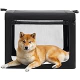 NEWBULIG Collapsible Dog Crate 30 Inch, Portable Travel Crate for Dogs and Cats, Soft Foldable Pet Kennel with 3-Door Mesh Windows Indoor & Outdoor