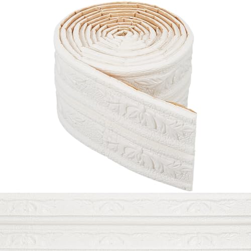 Moldura de espuma flexible autoadhesiva 3D para corona de pared y zócalo decorativo blanco en casa 2