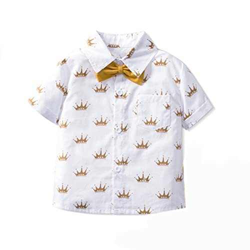 Image of Volunboy Baby Boy Formal Short Set Toddler Summer Gentleman Outfit Kid Short Sleeve Bowtie Shirt Suspender Shorts Suit