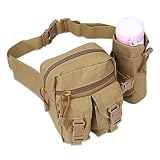 Tactical Waist Pack Pouch With Water Bottle Pocket Holder, Men Travel Waist Bag Hip Belt Bag for Run