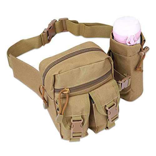 Tactical Waist Pack Pouch With Water Bottle Pocket Holder, Men Travel Waist Bag Hip Belt Bag For Running Hiking Travel Outdoors #TOP24