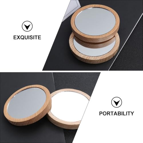 Espejo de Maquillaje Pequeño de Madera Portátil 3 Piezas miniatura 7