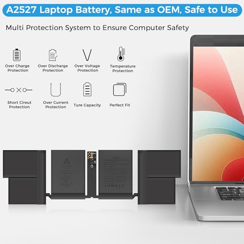 Image of A2485 Battery,A2527 Replacement Battery for MacBook Pro 16 inch (Late 2021) Battery A2485 EMC3651 (Upgraded High Performance 11.45V 99.6Wh 8693mAh)