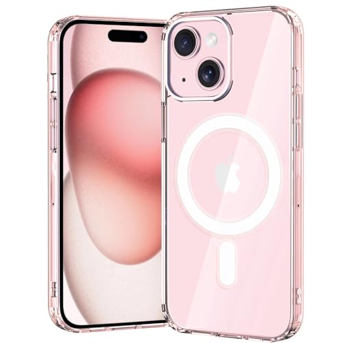 TEOPHA Magnetic Clear Case for iPhone 15 (6.1-Inch) Compatible with MagSafe Shockproof Anti-Scratch Phone Bumper Cover for iPhone 15 - Clear