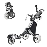 FLAGTAG Golf Push Cart 3 Wheel with 360 Swivel Front Wheel,Lightweight and Foldable Walking Golf Cart，One-Click Foldable,with Foot Brake