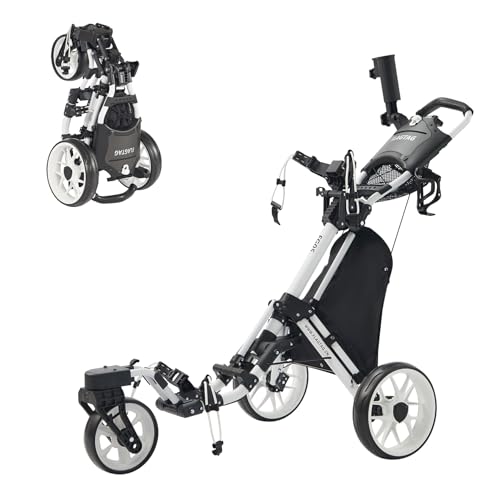 FLAGTAG Golf Push Cart 3 Wheel with 360 Swivel Front