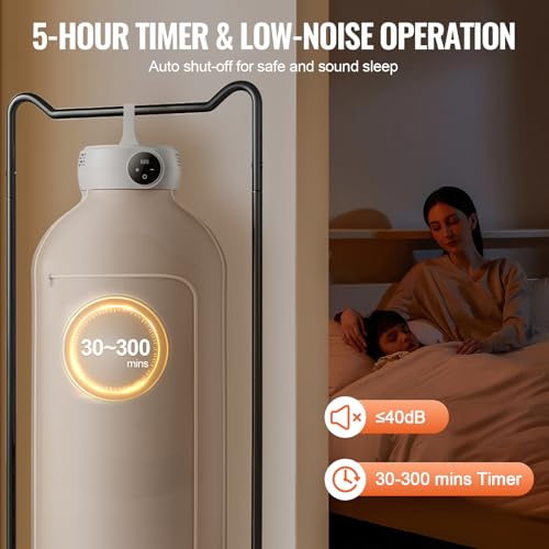 Happybuy Portable Clothes Dryer, Clothes Dryer with Dryer Bag, PTC Heating & LED Display, Foldable Mini Dryer with 5-Hour Timer for Apartments, Dorms, RVs, or Hotels, 600W, Beige