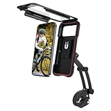 LEPONTS Motorcycle Phone Holder Waterproof, Magnetic Bike Phone Handle Mount Cradle, Sturdy Mobile Base 360° Anti Theft Phone Protection(Long Bracket), Solid