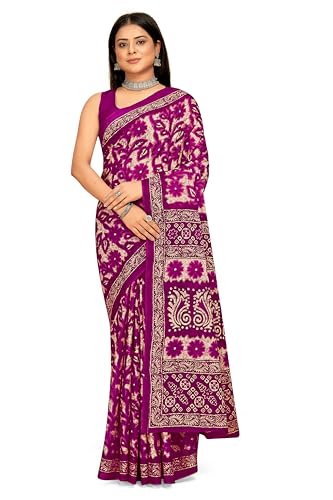 Image of TAMAIRA FASHION Mulmul Pure Cotton Saree For Woman Floral Batik Printed |Office Wear Daily Wear Sarees For Women Without Blouse Piece (Available in 16 Colours)