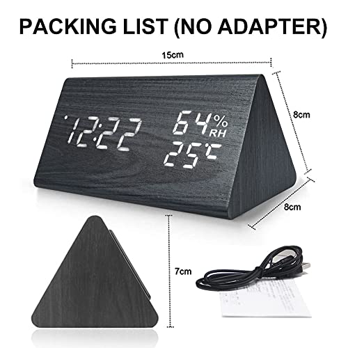 Everwood ALARM CLOCK S Wooden Led Time Display For Bedrooms With Humidity&Temperature Detect thumb #1