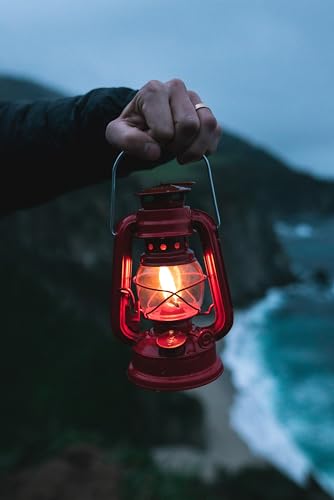 Image of Stansport Hurricane Lantern - Classic Metal Kerosene Oil Lamp with Glass Globe and Adjustable Wick - Portable Emergency Lighting & Decorative Indoor /Outdoor Camping Lantern, Red