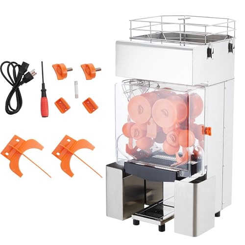 Commercial Heavy-Duty Stainless Steel Juicer Machine – 120W Automatic Juice Extractor for Restaurants & Juice Bars, 22-30 Oranges/Min, with Pull-Out Filter & 2 Waste Bins