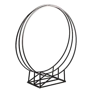 RM Design Brandhoutrek voor binnen en buiten, 80 cm brede brandhoutstandaard, vuurhout, rond, metaal, zwart