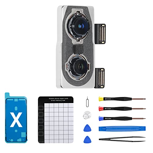 For Iphone X Main Rear Back Camera Replacement For Iphone 10 12Mp Lens New Parts With Wide Telephoto Lens Ois Hdr Photos 4K Video Flex Cable Fix Repair Assemble Tool Kit For Iphonex A1865 A1901 A1902 #TOP21