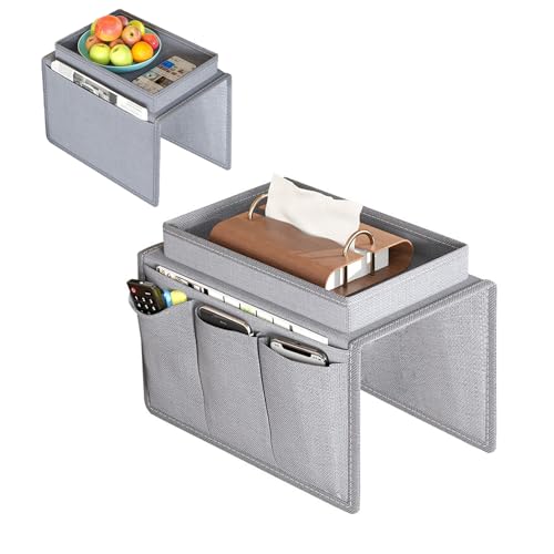 Organizer per Divano con Vassoio, Grigio Porta Telecomando...