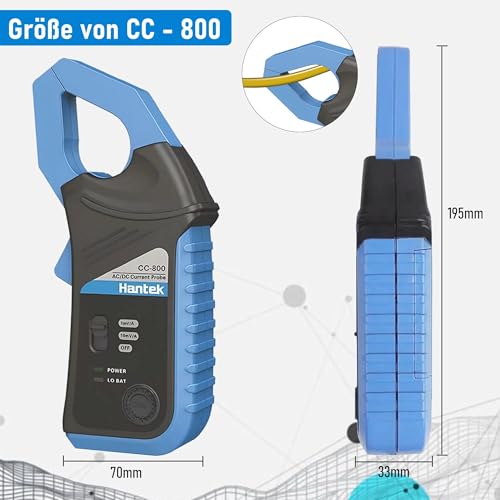 Hantek CC-800 AC/DC Stromzange 5KHz Bandwidth 800A DC, Digitales Stromzangen-Multimeter Messgerät mit BNC-Anschluss Stromzangenmessgerät, Strom-Wellenformzange Oszilloskop-Zubehör