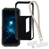OAGELIM Funda Protectora 2 en 1 con Correa de Muñeca Compatible con Hotwav Hyper 7 5G Funda con Cordón Desmontable, Asa Antideslizante y Antipérdidas (Negro + Oro)