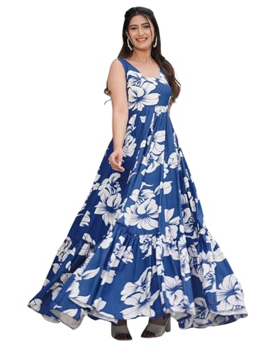 Image of Modestouze Attires Maxi Dress for Women, Floral Dresses for Women Western Sleeveless, One Piece Long Fit and Flare Maxi, Western Outfit for Womens