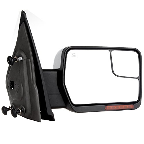ANGLEWIDE Left Driver and Right Passenger Towing Mirrors Power Adjusted Heated Turn Signal Puddle Light Chrome Housing Compatible for 2004-2014 For Ford F150 1997-1999 For Ford F-250 - Thumbnail 2