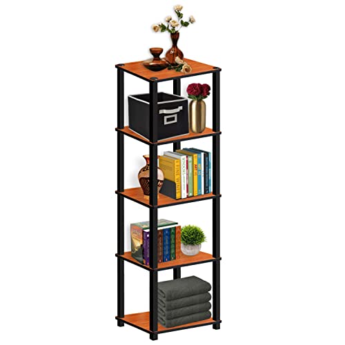 Image of OFIXO 5-Tier 30x30 Multipurpose Turn-N-Tube End Table /Side Table /Night Stand /Bedside Table /Shoe Rack /Book shelve with Heavy Duty Plastic Tube-(Teak Natural)
