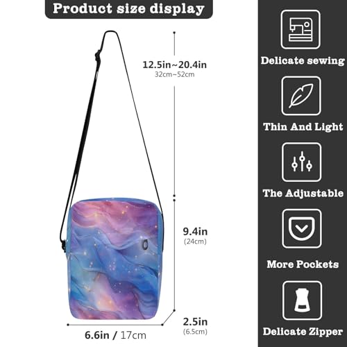 mens messenger bag Crossbody Small Bags For Women Women's Cross Body Purse Adjustable Strap for Casual Casual- Ethereal Cosmic Wave Pattern3