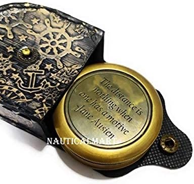 NauticalMart Brass Compass The Distance is Nothing Inspirational Poem Compass with Case