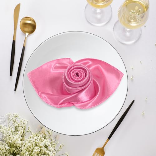 4 servilletas de mesa satín cuadradas 16.92x16.92 in rosa miniatura 1