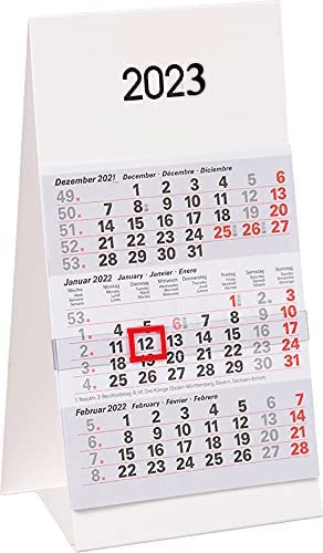 ADINA Kleiner Aufstellkalender Dreimonatskalender für den Schreibtisch 1 Stück Cover