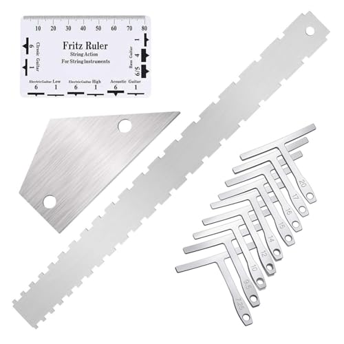 Entretien de guitare facilité grâce à cet ensemble de mesure en métal avec règle de lutherie