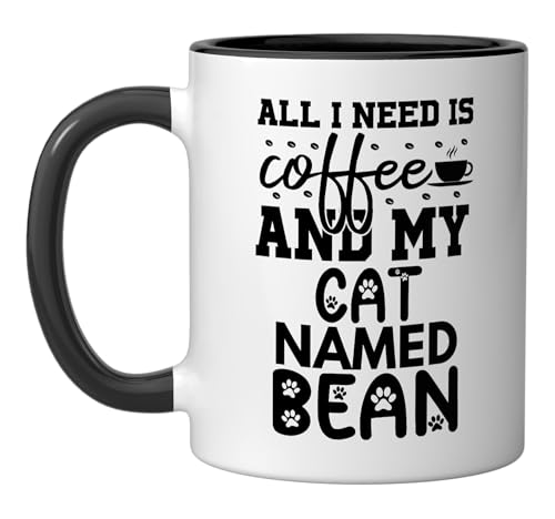 Cat Name Bean Coffee Mug Black/White