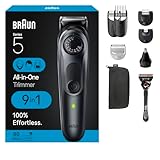 Braun All-in-One Style Kit Series 5 5470, 9-in-1 Trimmer for Men w/Beard Trimmer, Body Trimmer for Manscaping, Gillette Fusion5 ProGlide Razor, 40 Length Settings, Rechargeable Battery, Cordless