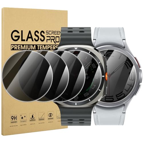 Suoman 4-Pack for Samsung Galaxy Watch 6 Classic 47mm Privacy Screen Protector [Anti-peeping] 9H Hardness Ultra-thin Tempered Glass Screen Protective Film