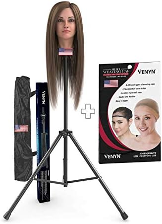Venyn Tripod Stand for Wigs and Mannequin Heads – Stable Frame with Adjustable Height – Portable and Metal