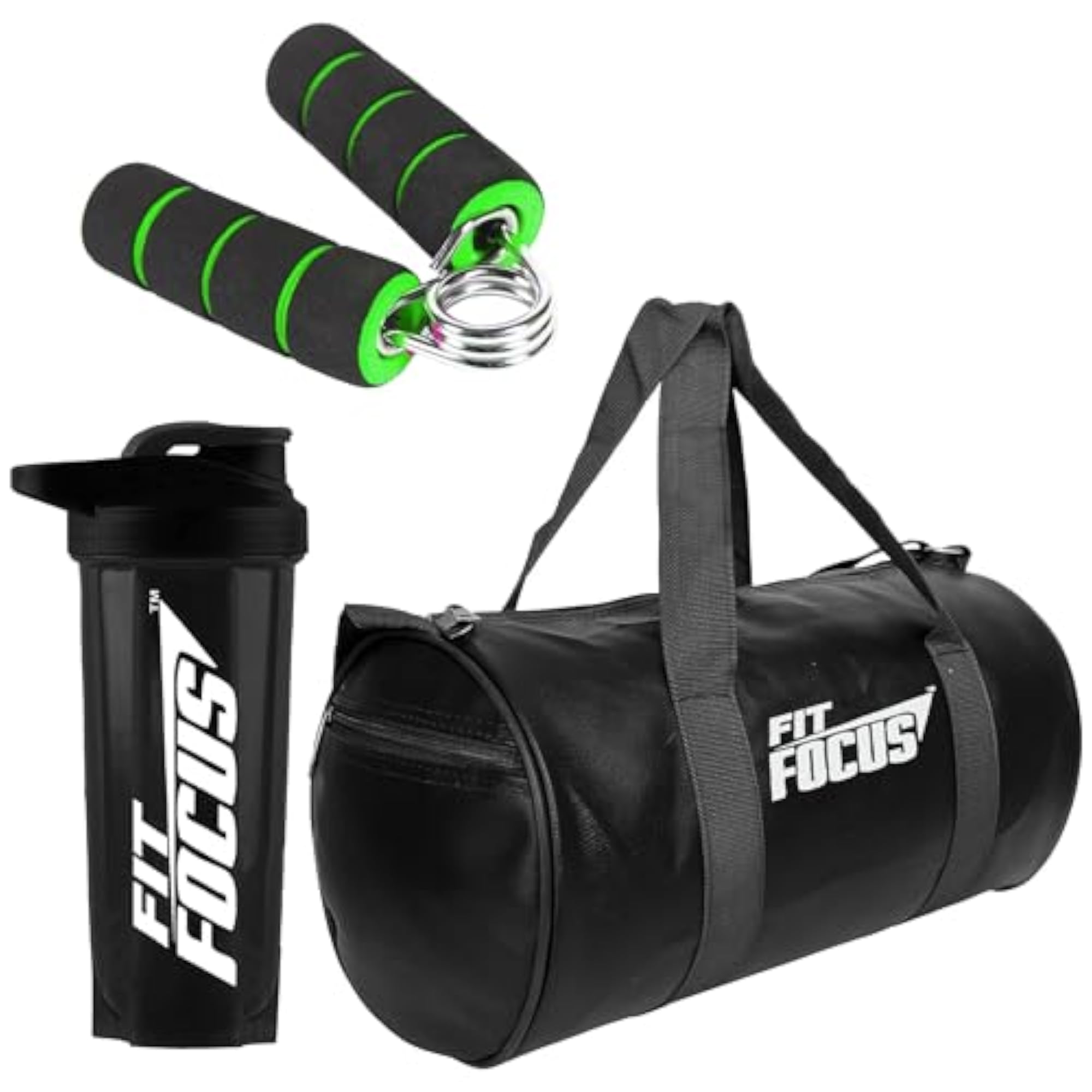 New Gym Duffle Bag with Shaker Bottle & Hand Gripper