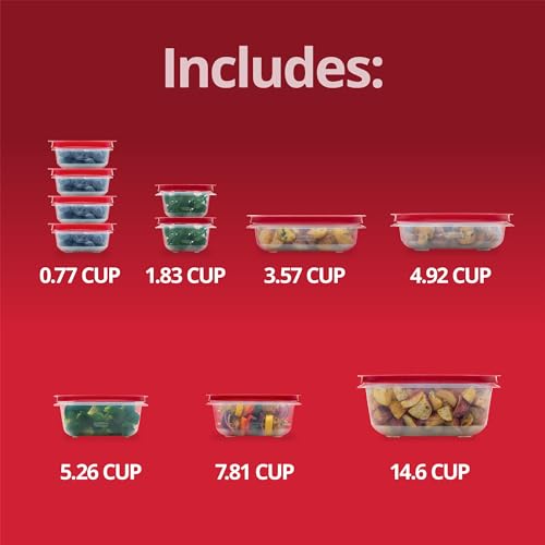 Image of Rubbermaid EasyStore Rectangle and Square Containers, 22-Piece Set, Food Storage Containers with Lids