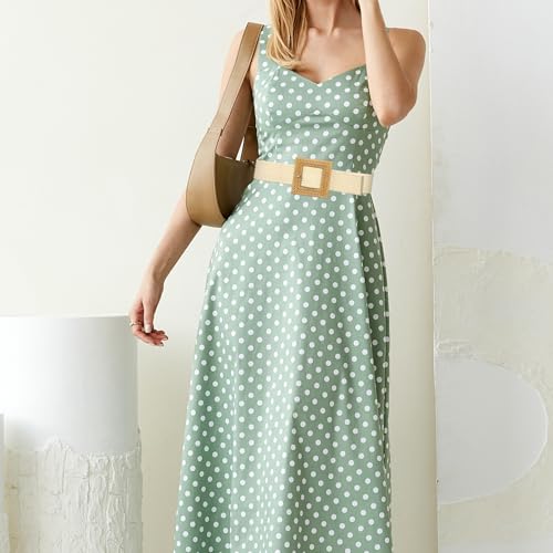 Straw Belts for Women, Stylish Elastic Waist Belt, Adjustable Boho Decorative Waistband, Summer Beach Wide Woven Belt Dress Accessories 38 x 2 inch4